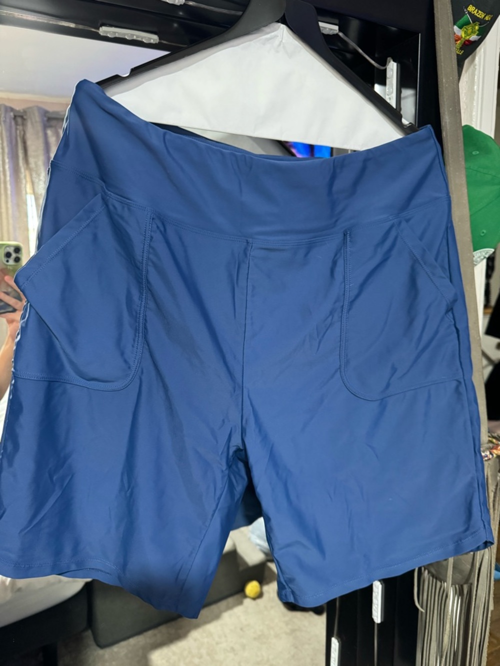 Blue Women's Swim Shorts with Front Pockets